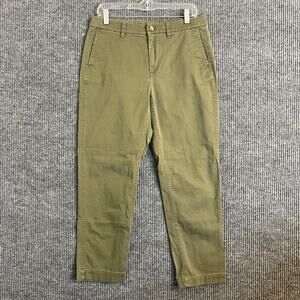 J Crew Womens Chino Pants Size 6 Green Flat Front Ankle Preppy Stretch Office